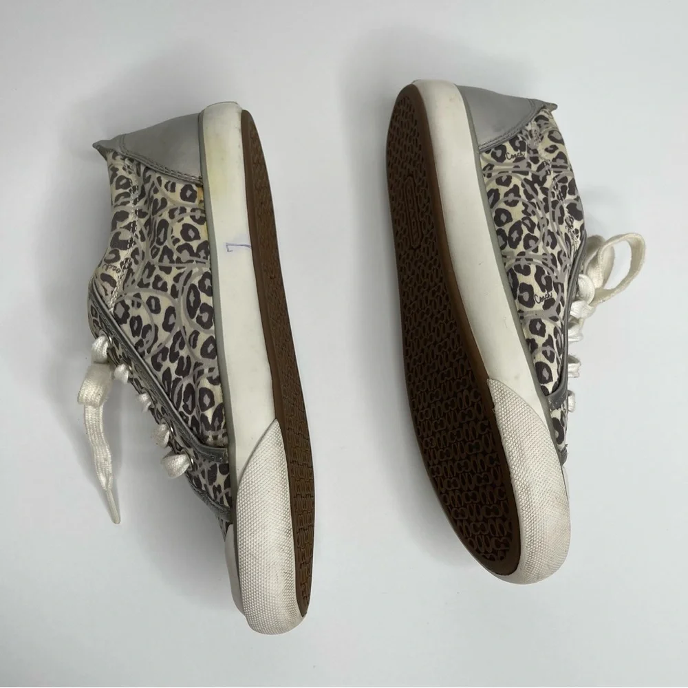 COACH Barrett Signature Silver Leopard Ocelot Animal Print Sneaker Sz 7